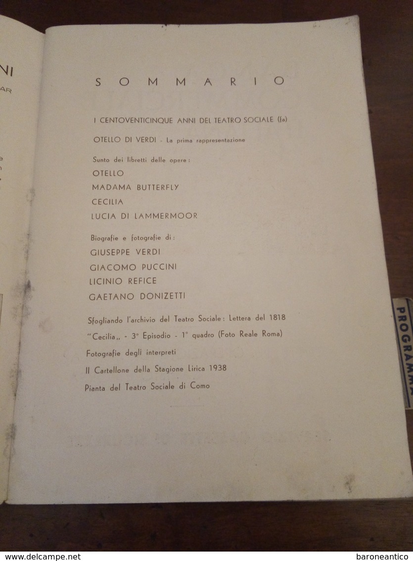 Opuscolo Teatro Sociale Como Stagione Lirica 1938 Pagine 74 Illustrato - Documentos Históricos