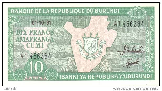 BURUNDI P. 33b  10 F  1991  UNC - Burundi