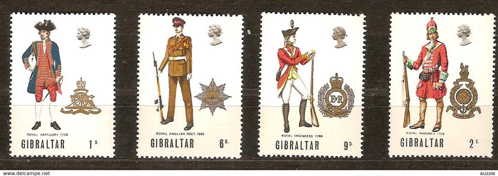 Gibraltar 1969 Yvertn° 224-227 *** MNH Cote 4 Euro Uniformes Mililtaires - Gibraltar