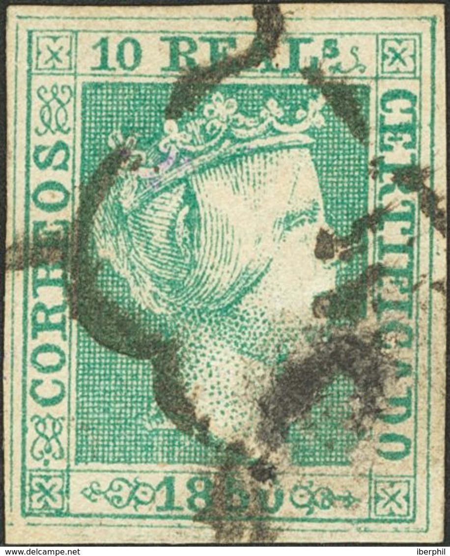 º5. 1850. 10 Reales Verde (leve Adelgazamiento). Color Intenso Y Márgenes Enormes. MAGNIFICO. Cert. COMEX. - Otros & Sin Clasificación