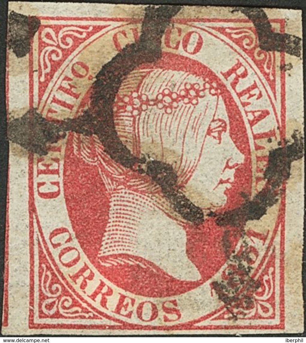 º9. 1851. 5 Reales Rosa Carmín. Color Muy Intenso Y Grandes Márgenes. MAGNIFICO Y RARO EN ESTA TONALIDAD. Edifil 2016: 3 - Other & Unclassified