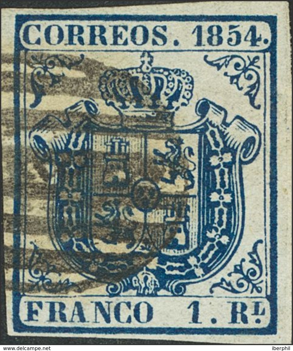 º34. 1854. 1 Real Azul. MAGNIFICO. Cert. CEM. - Other & Unclassified