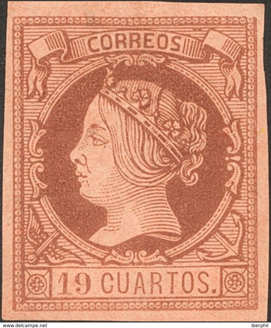 (*)54. 1860. 19 Cuartos Castaño (leve Adelgazamiento). Color Intenso Y Márgenes Enormes. MAGNIFICO. Cert. COMEX. - Other & Unclassified