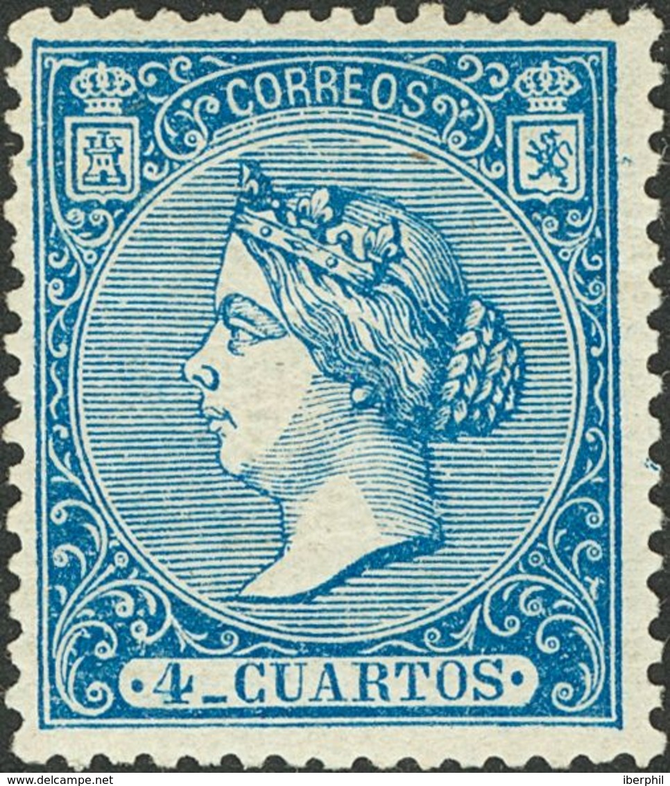 *81. 1866. 4 Cuartos Azul. MAGNIFICO. Edifil 2018: 59 Euros - Otros & Sin Clasificación