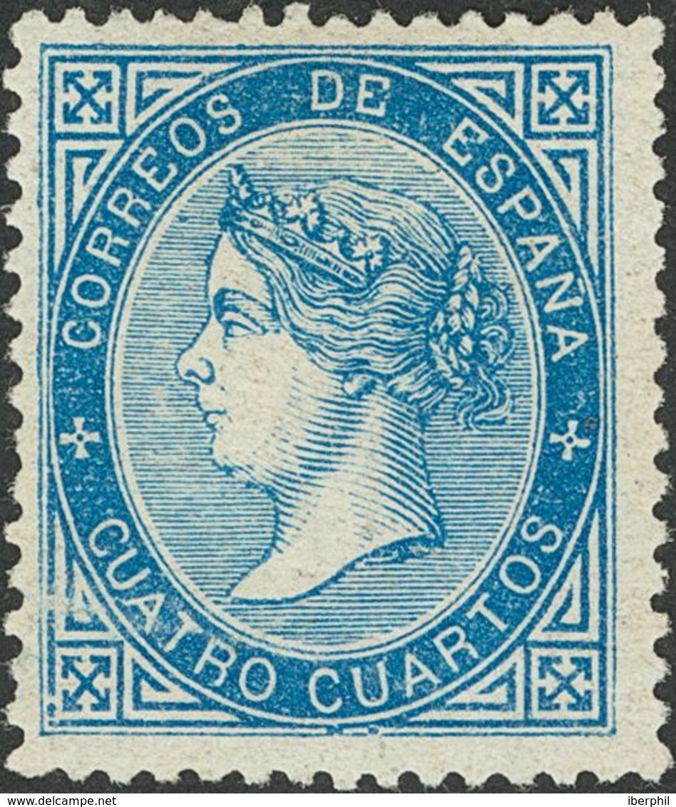 *88. 1867. 4 Cuartos Azul. Color Excepcional Y Excelente Centraje. MAGNIFICO. - Other & Unclassified