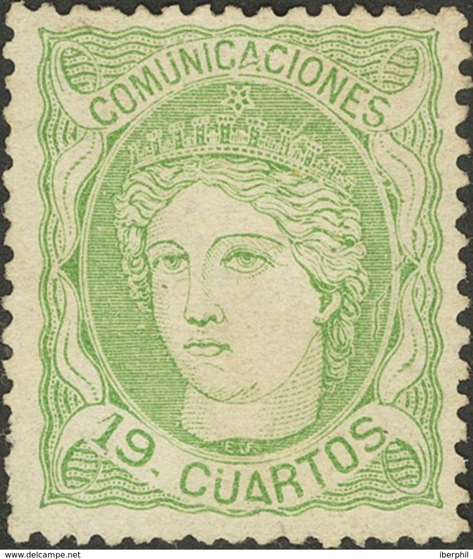 (*)114. 1870. 19 Cuartos Verde. Muy Bien Centrado. MAGNIFICO. Cert. CEM. - Otros & Sin Clasificación