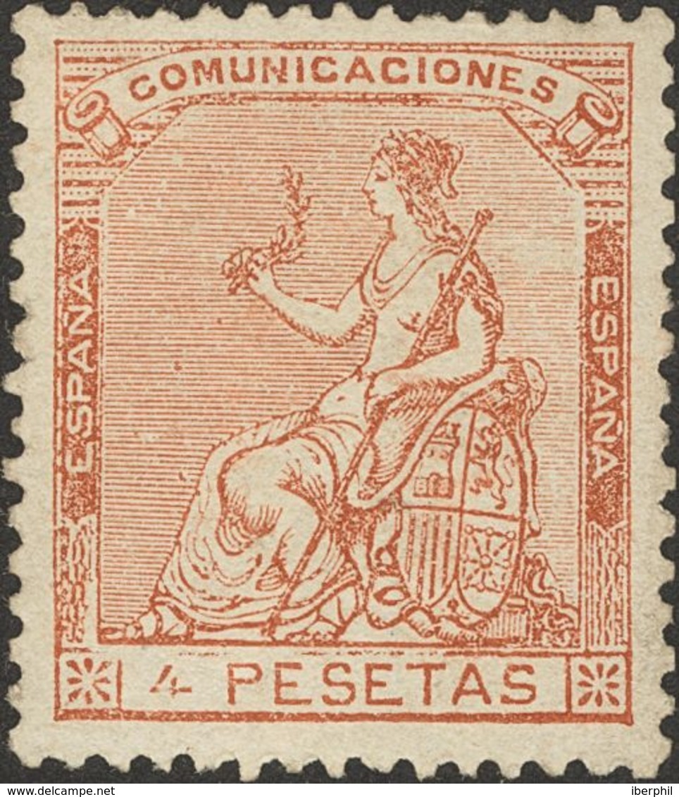 *139. 1873. 4 Pts Castaño (inapreciable Puntito Claro). Color Y Centraje Excepcional. MAGNIFICO. Cert. CEM. - Other & Unclassified