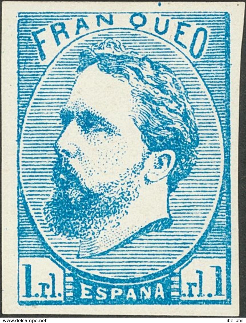 (*)156A. 1873. 1 Real Azul (sin Tilde E Impresión Muy Nítida) (invisible Adelgazamiento). Color Intenso Y Enormes Márgen - Otros & Sin Clasificación