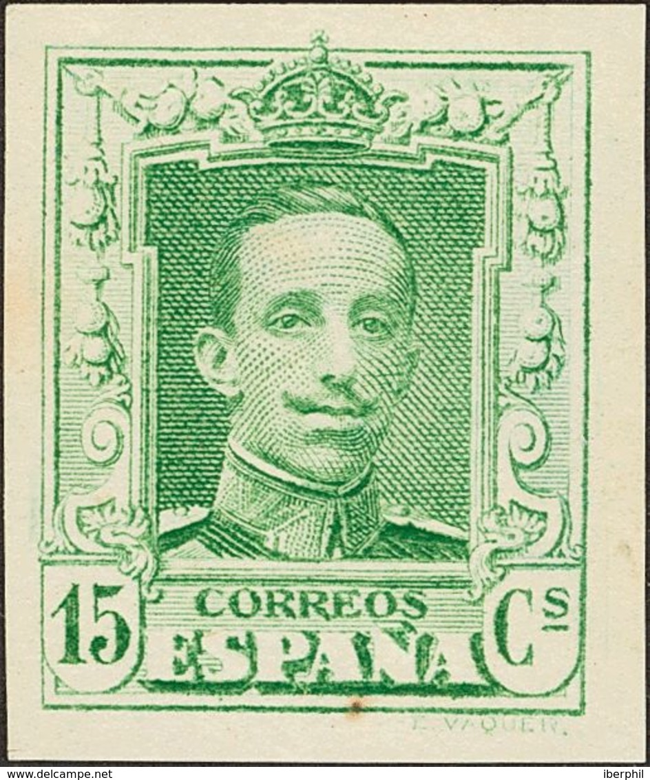 (*)315P. 1922. 15 Cts Verde Amarillo. PRUEBA DE COLOR NO ADOPTADO. MAGNIFICA Y RARA. (Gálvez 2088). - Other & Unclassified