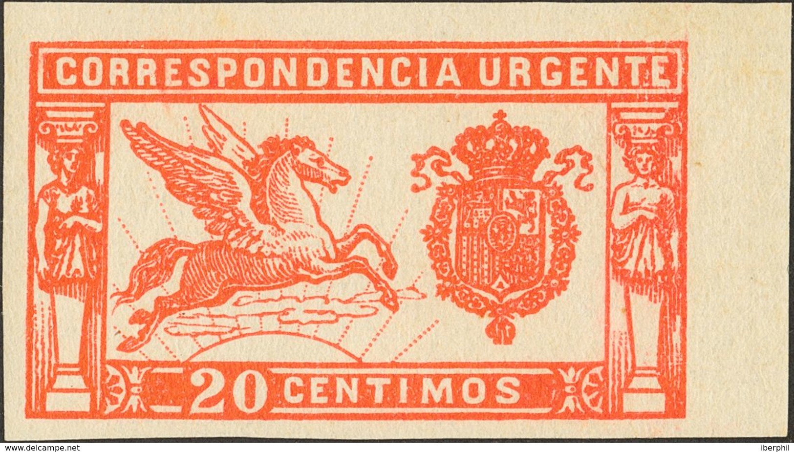 **324s. 1925. 20 Cts Rojo, Borde De Hoja. SIN DENTAR. MAGNIFICO Y RARO. Edifil 2019: +240 Euros - Sonstige & Ohne Zuordnung