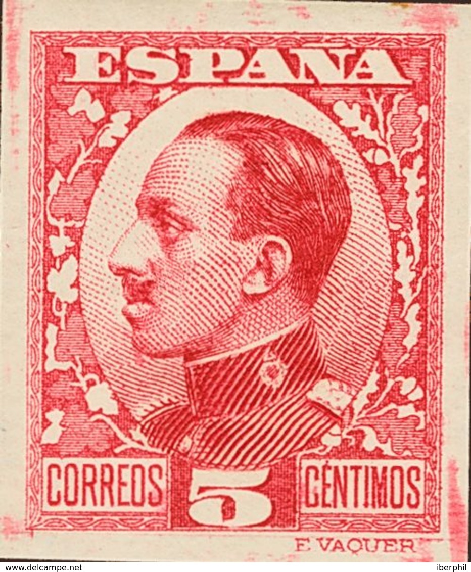 **492cc. 1930. 5 Cts Rojo. CAMBIO DE COLOR Y SIN DENTAR. MAGNIFICO Y MUY RARO, NO CATALOGADO. - Other & Unclassified