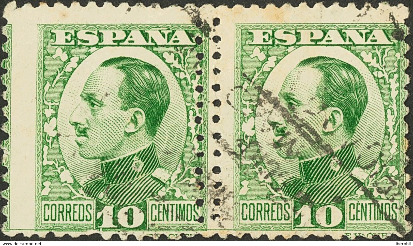 º492(2). 1930. 10 Cts Verde, Pareja. DOBLE DENTADO VERTICAL. MAGNIFICA Y RARA, NO CATALOGADA. - Other & Unclassified