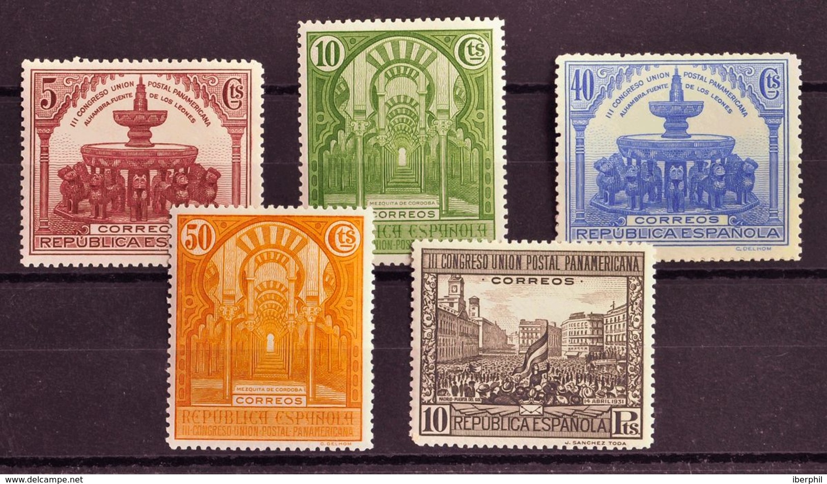 **/*604/13cca. 1931. Serie Completa, Cinco Valores (el 10 Cts Con Fijasellos). Variedad CAMBIOS DE COLOR. MAGNIFICA. Edi - Other & Unclassified