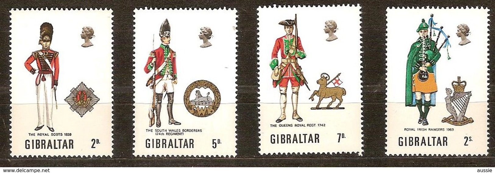 Gibraltar 1970 Yvertn° 232-235 *** MNH Cote 5 Euro Uniformes Mililtaires - Gibraltar