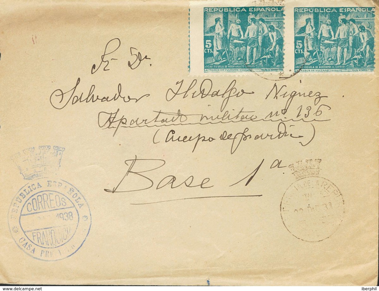 Sobre . 1938. Conjunto De Cuatro Cartas Franqueadas Con Sellos De Beneficencia Y Marcas De Franquicia REPUBLICA ESPAÑOLA - Other & Unclassified