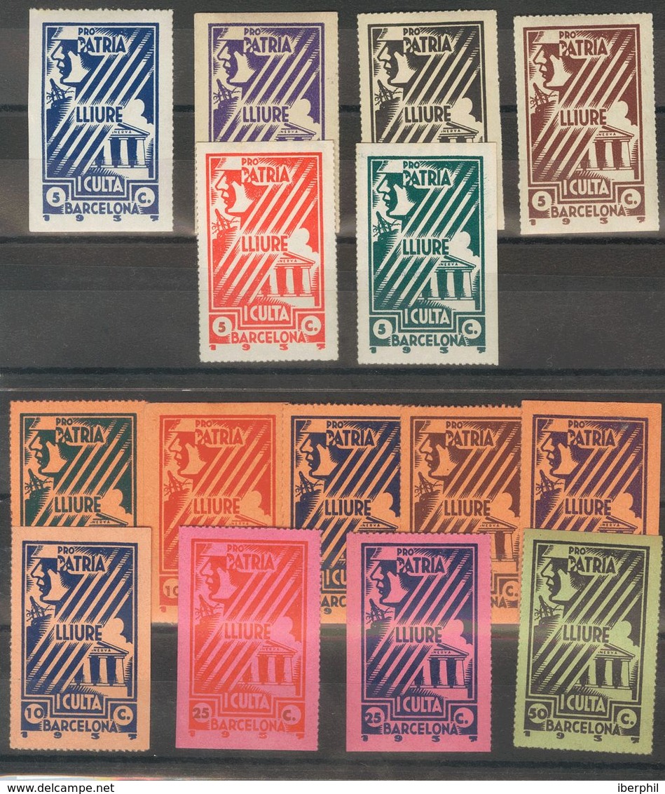 *. 1938. Quince Sellos De 5 Cts (6), 10 Cts (6), 25 Cts (2) Y 50 Cts. BARCELONA PRO PATRIA LLIURE I CULTA. MAGNIFICOS. ( - Otros & Sin Clasificación