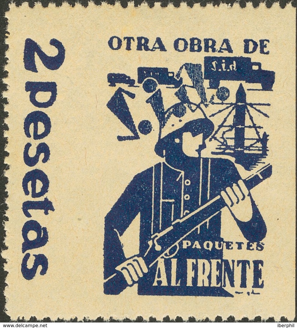 **. 1938. 2 Pts Azul. S.I.A. PAQUETES AL FRENTE. MAGNIFICO. (Guillamón 1629, Doménech 146p) - Otros & Sin Clasificación