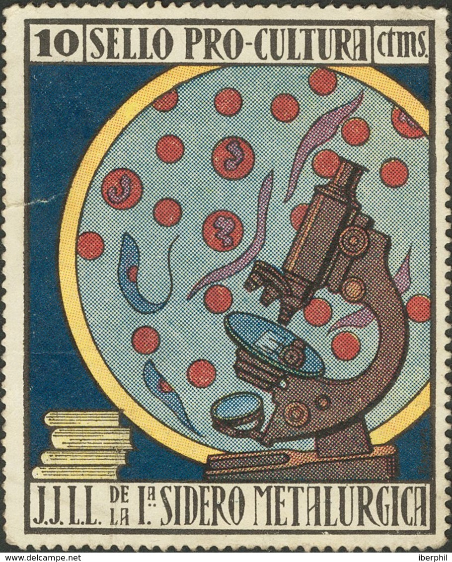 *. 1937. 10 Cts Multicolor (cortecito En El Margen Izquierdo). J.J.L.L. PRO CULTURA. BONITO Y RARO. (Guillamón 1869, Dom - Otros & Sin Clasificación