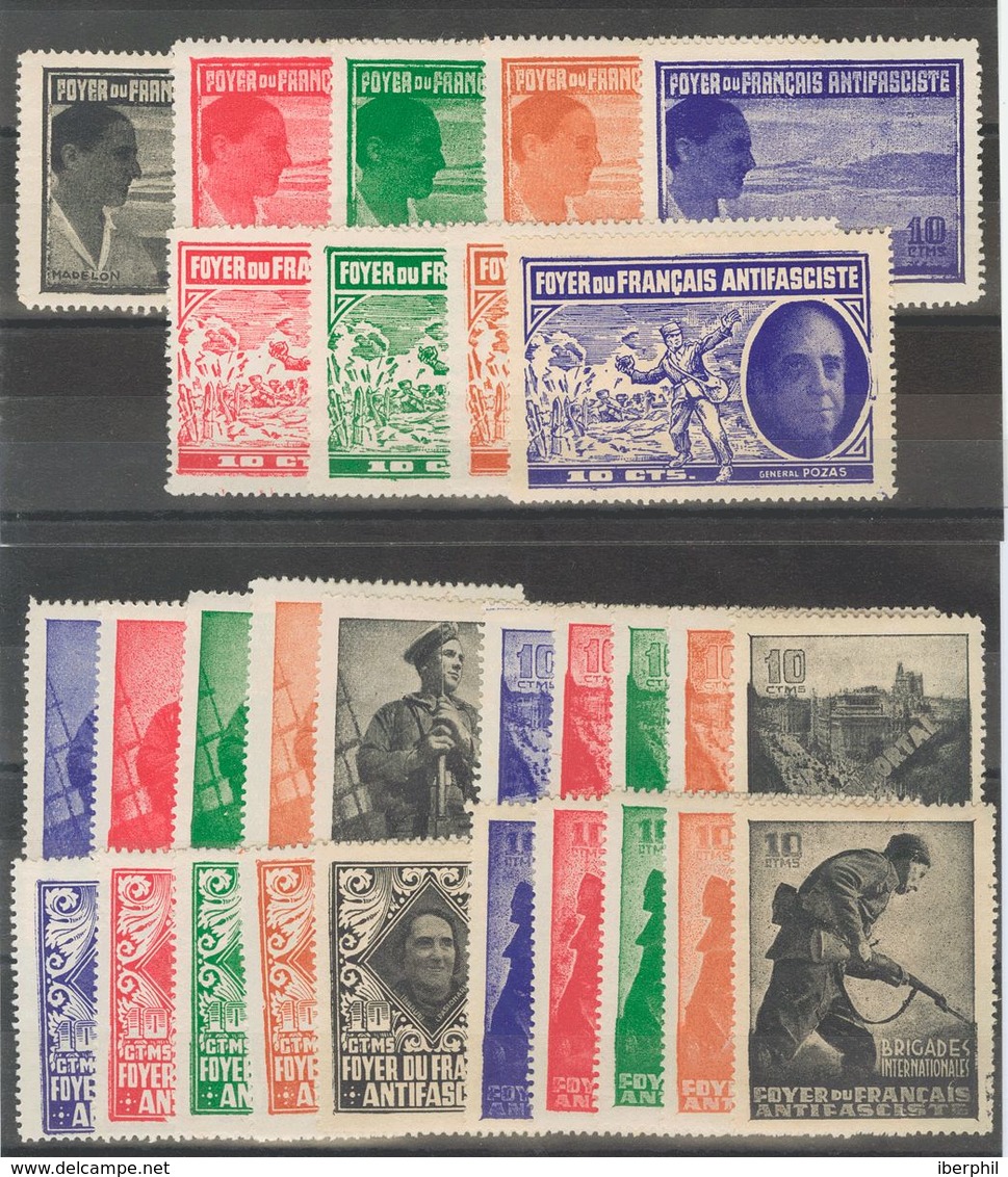 *. 1937. Serie Completa De Cada Uno De Los Cinco Colores Emitidos (falta El 10 Cts Negro Del General Pozas). FOYER DU FR - Otros & Sin Clasificación