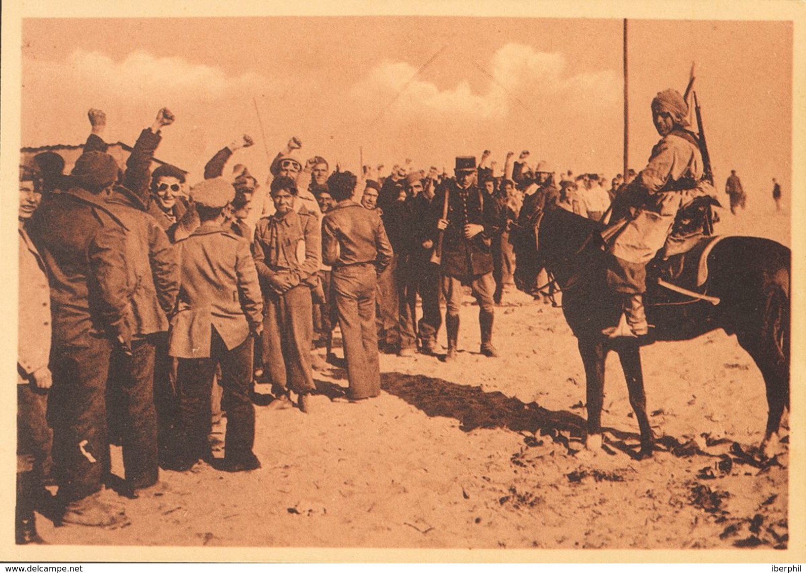 (*). (1939ca). Tarjeta Postal Ilustrada (sin Inutilizar) Del Campo De Refugiados De Argeles Sur Mer (refugiados Haciendo - Other & Unclassified