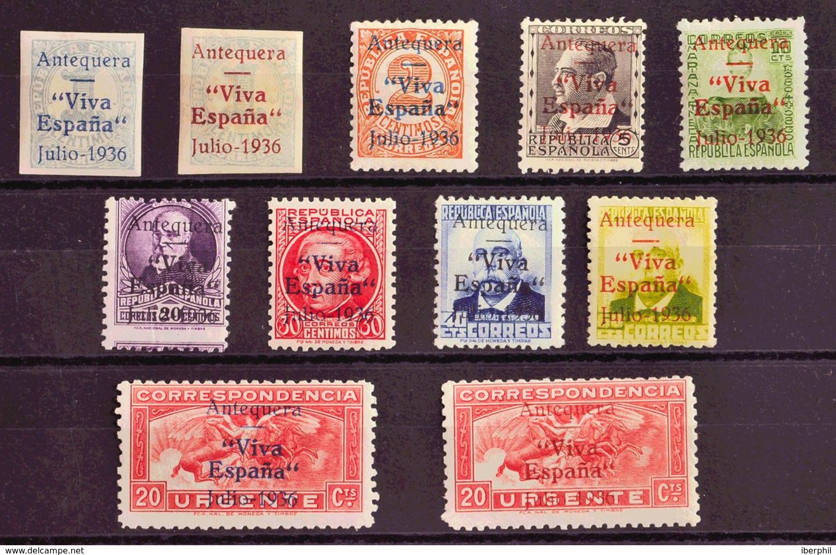 **/*1/18hcca. 1936. Once De Los Diecinueve Valores Conocidos. Variedad CAMBIOS DE COLOR EN LA SOBRECARGA. MAGNIFICOS. - Other & Unclassified