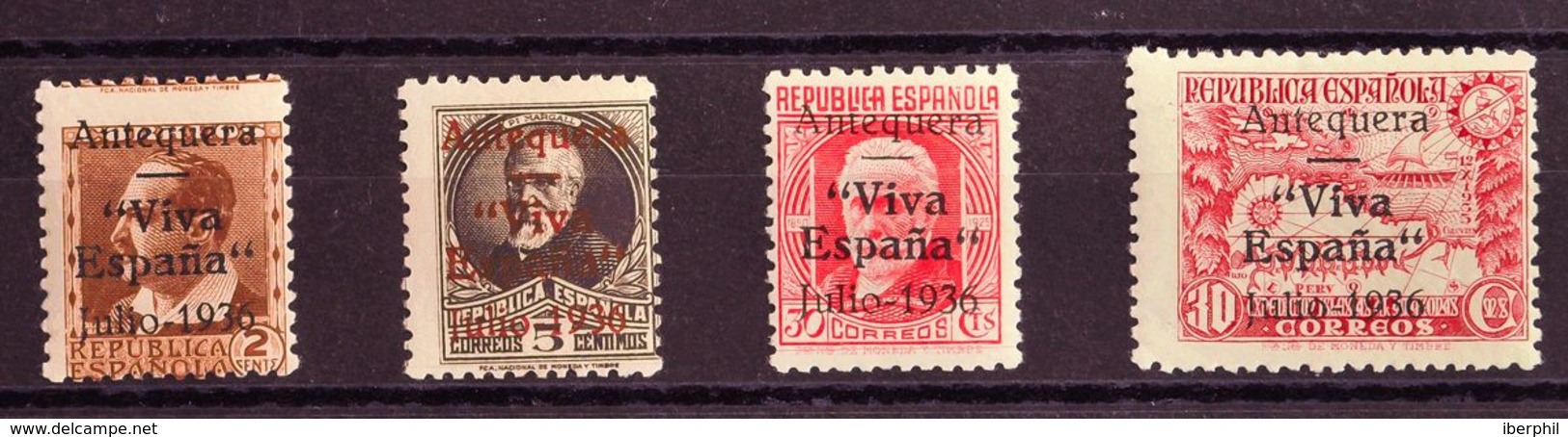 **NE3, NE4, NE7, NE10. 1936. 2 Cts Castaño Rojo, 5 Cts Castaño Negro, 30 Cts Rojo Y 30 Cts Carmín. NO EMITIDOS. MAGNIFIC - Other & Unclassified