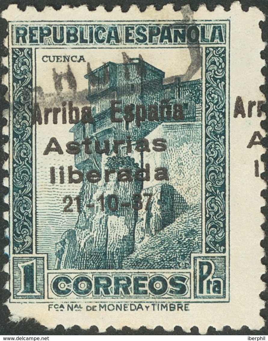 º. 1937. 1 Pts Pizarra (leve Defecto Sin Importancia). Sobrecarga ARRIBA ESPAÑA / ASTURIAS / LIBERADA / 21-10-37. BONITO - Other & Unclassified