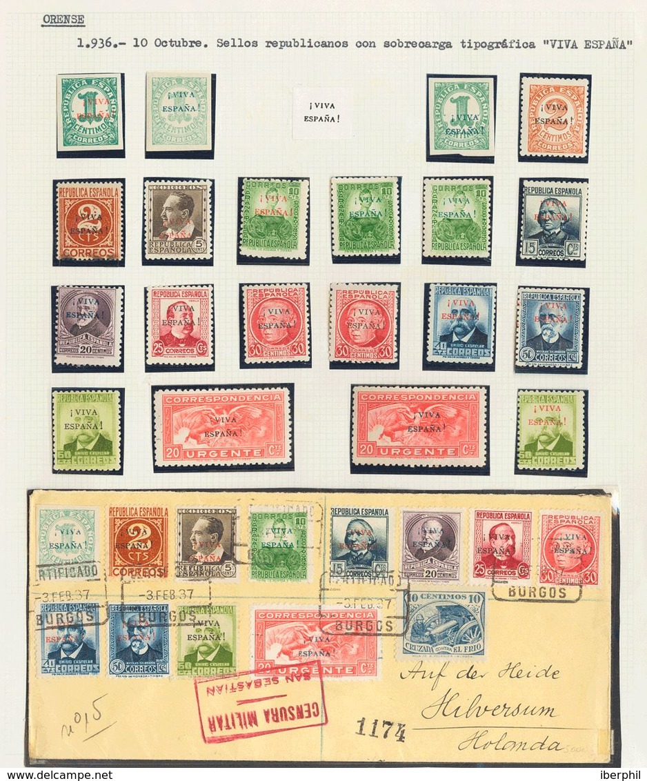 */º. 1936. Conjunto De Sellos De Las Emisiones Locales Patrióticas De Orense, Incluyendo Diversas Series Completas, Vari - Otros & Sin Clasificación