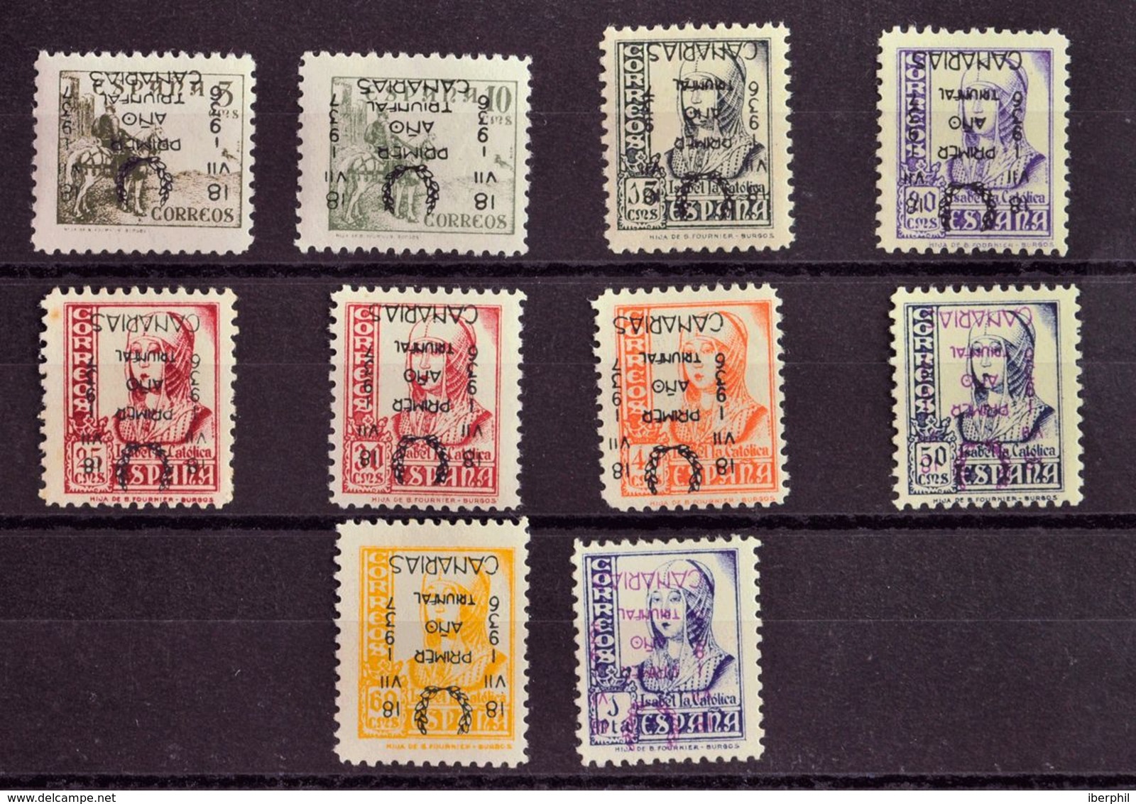 *26/35hi. 1937. Serie Completa. Variedad SOBRECARGA INVERTIDA. MAGNIFICA. Edifil 2017: 90 Euros - Other & Unclassified