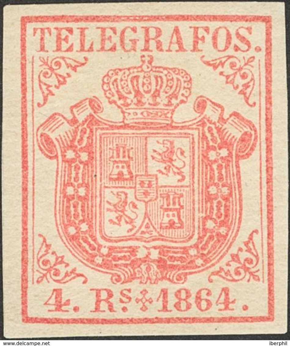 **2. 1864. 4 Reales Rosa. Enormes Márgenes Y Color Intenso. MAGNIFICO. Edifil 2019: 240 Euros - Otros & Sin Clasificación