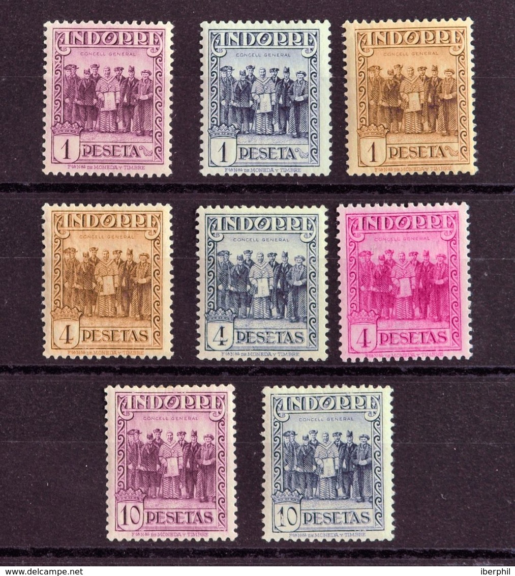 *24cc/26cca. 1929. 1 Pts Violeta, 1 Pts Castaño, 1 Pts Azul Negro, 4 Pts Castaño, 4 Pts Pizarra, 4 Pts Carmín Violeta, 1 - Other & Unclassified