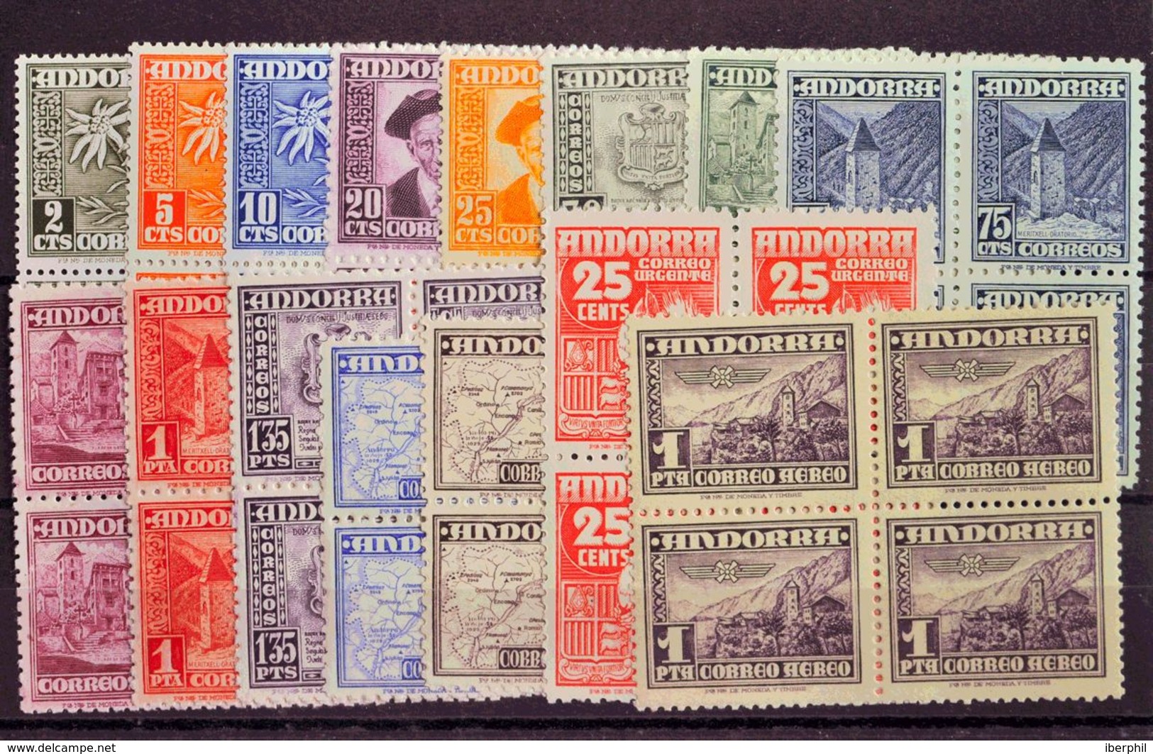 **45/58(4), 59(4). 1948. Serie Completa, Bloque De Cuatro (incluyendo El 1 Pts De Correo Aéreo). MAGNIFICA Y RARA. Edifi - Other & Unclassified