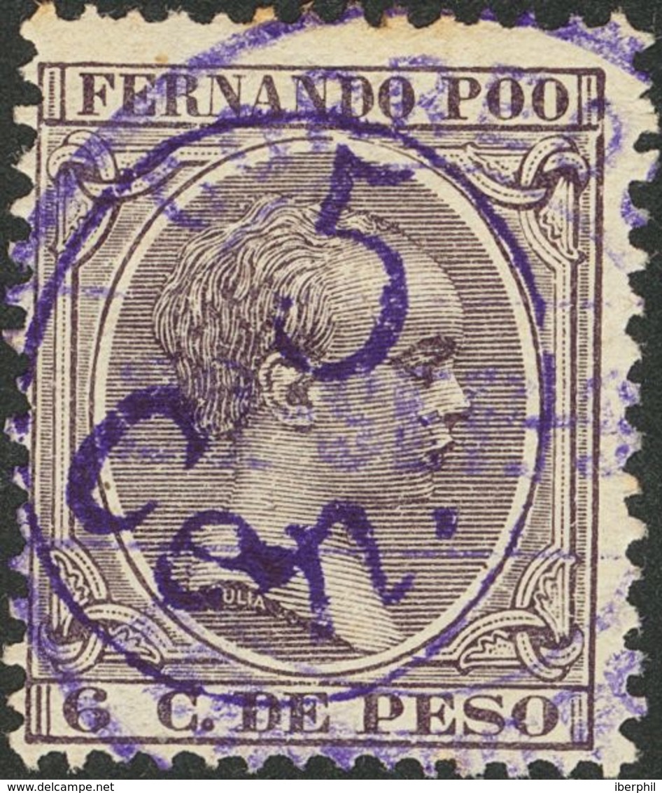 º40Chcc. 1896. 5 Cts Sobre 6 Cts Violeta. CAMBIO DE COLOR EN LA SOBRECARGA, En Violeta. MAGNIFICO. Edifil 2018: 123 Euro - Otros & Sin Clasificación