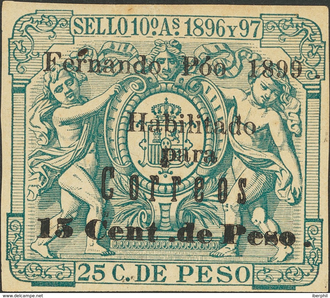 *47G. 1899. 15 Ctvos Sobre 25 Ctvos Verde. MAGNIFICO. Edifil 2018: 179 Euros - Otros & Sin Clasificación