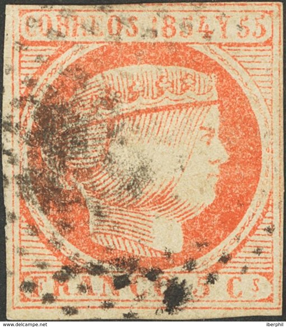 º5. 1855. 5 Cuartos Rojo. MAGNIFICO. Cert. CEM. Edifil 2019: 565 Euros - Other & Unclassified