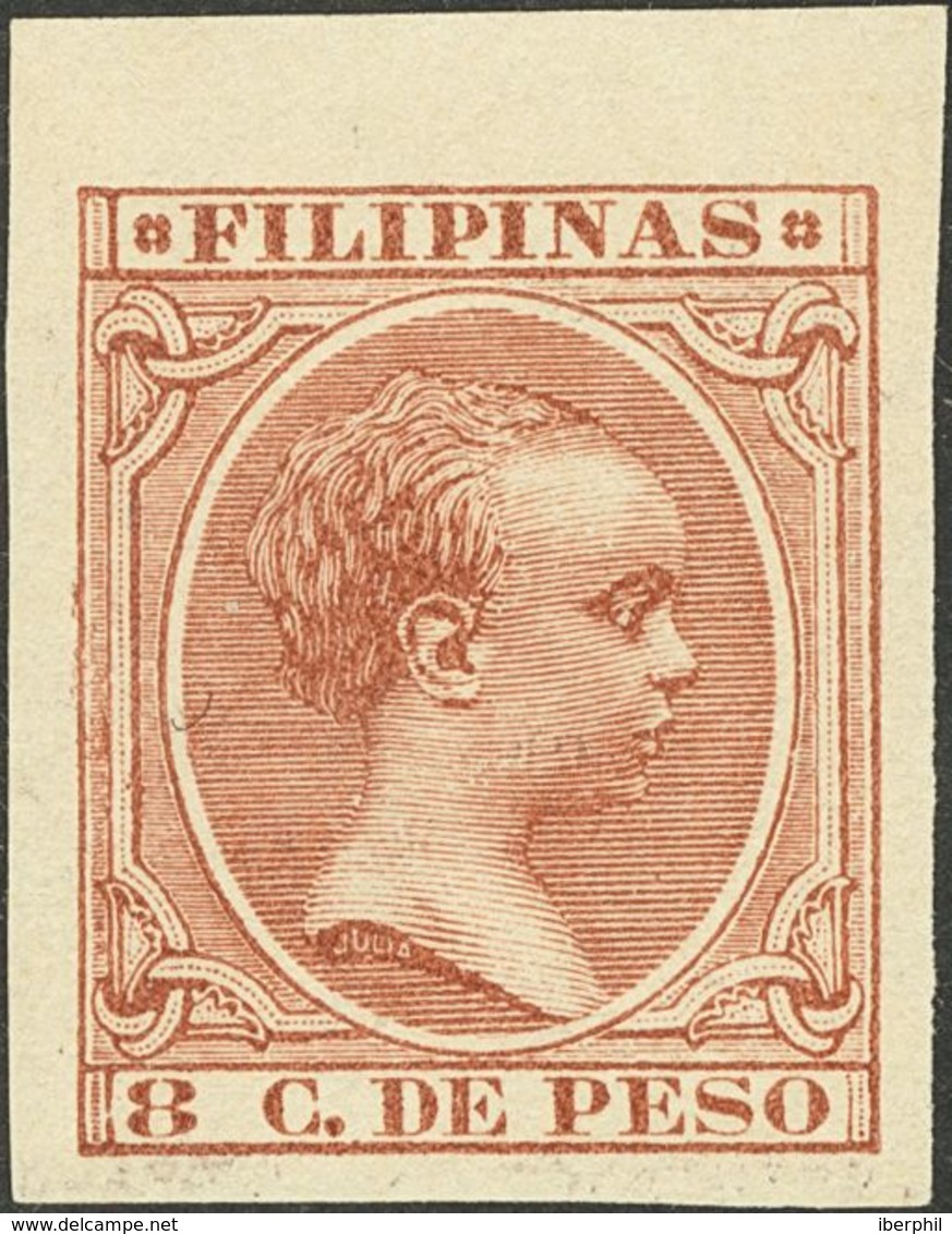 (*)113s. 1894. 8 Ctvos Castaño Rojo, Borde De Hoja. SIN DENTAR. MAGNIFICO Y MUY RARO. Edifil 2019: 505 Euros - Other & Unclassified