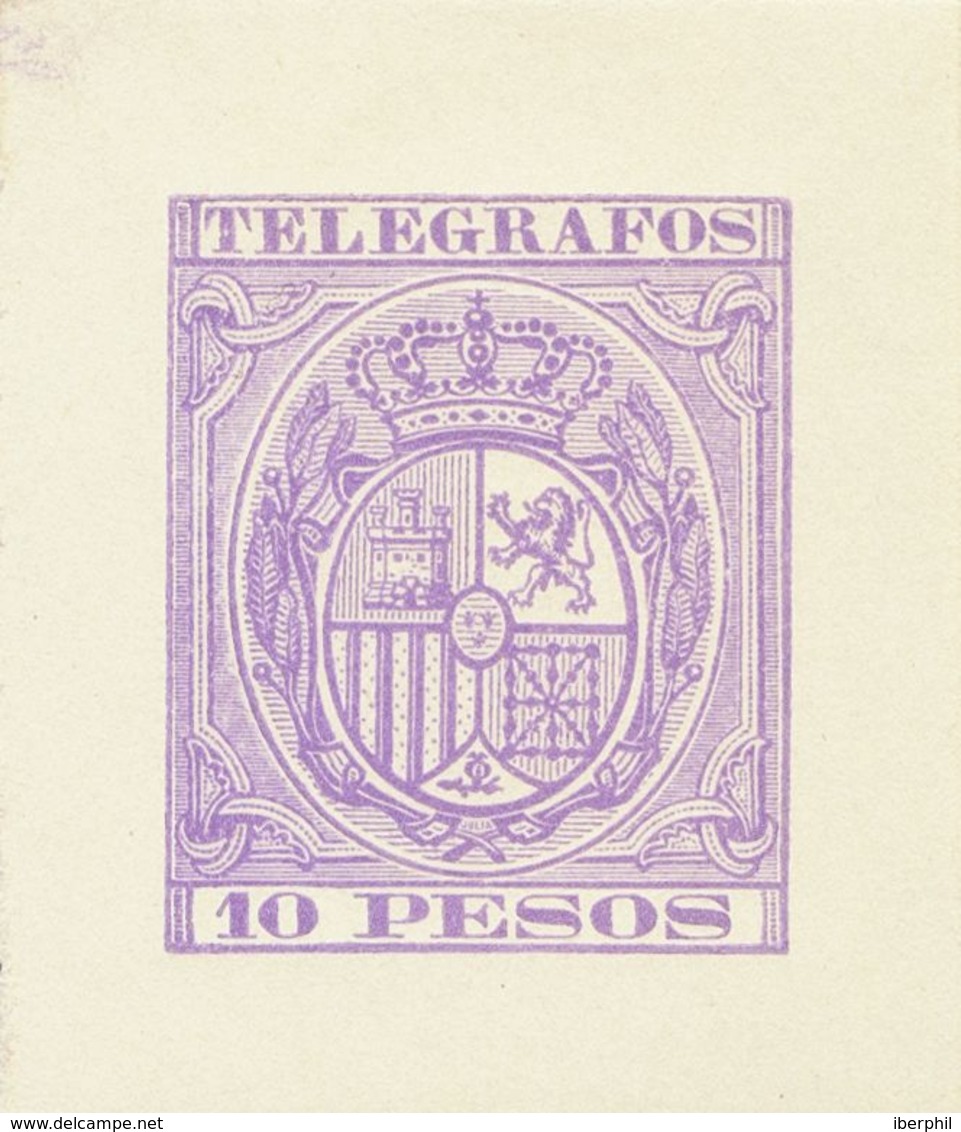 (*)36P. 1890. 10 Pesos Violeta Claro. PRUEBA DE PUNZON. MAGNIFICA Y MUY RARA. - Sonstige & Ohne Zuordnung