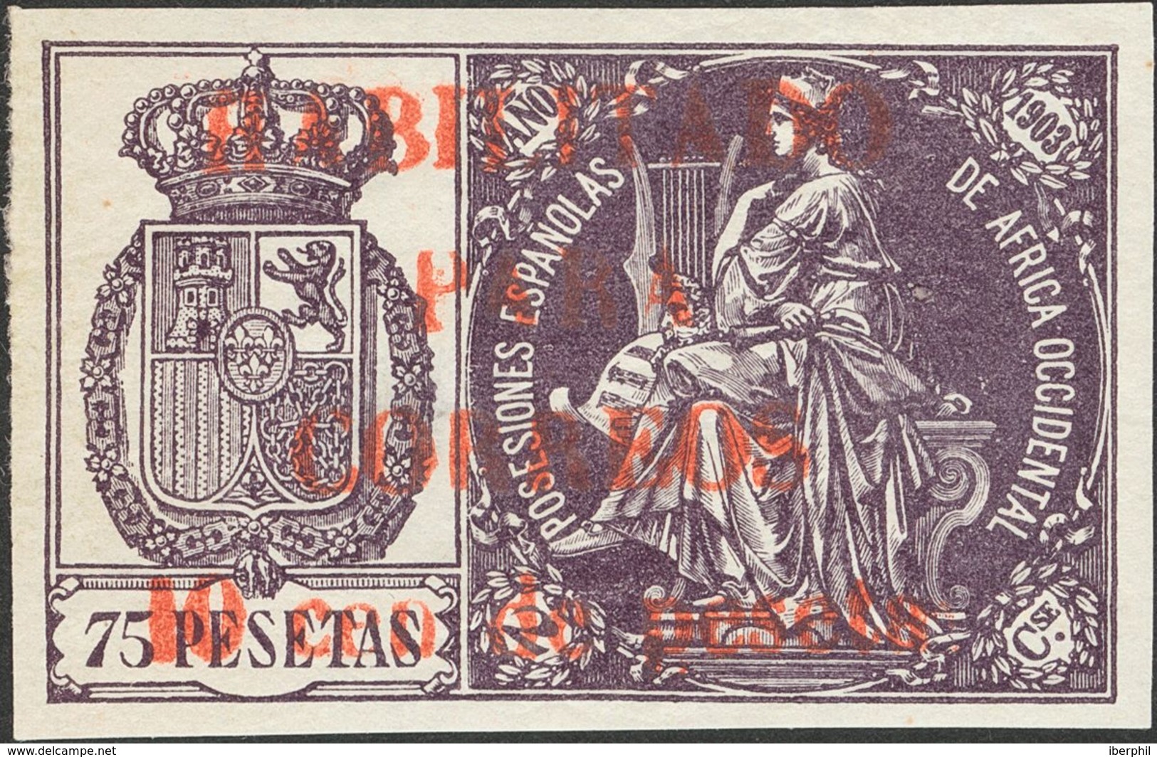 *26W. 1904. 10 Cts Sobre 75 Pts Violeta. MAGNIFICO Y MUY RARO. Cert. CEM. Edifil 2018: 2.000 Euros - Otros & Sin Clasificación