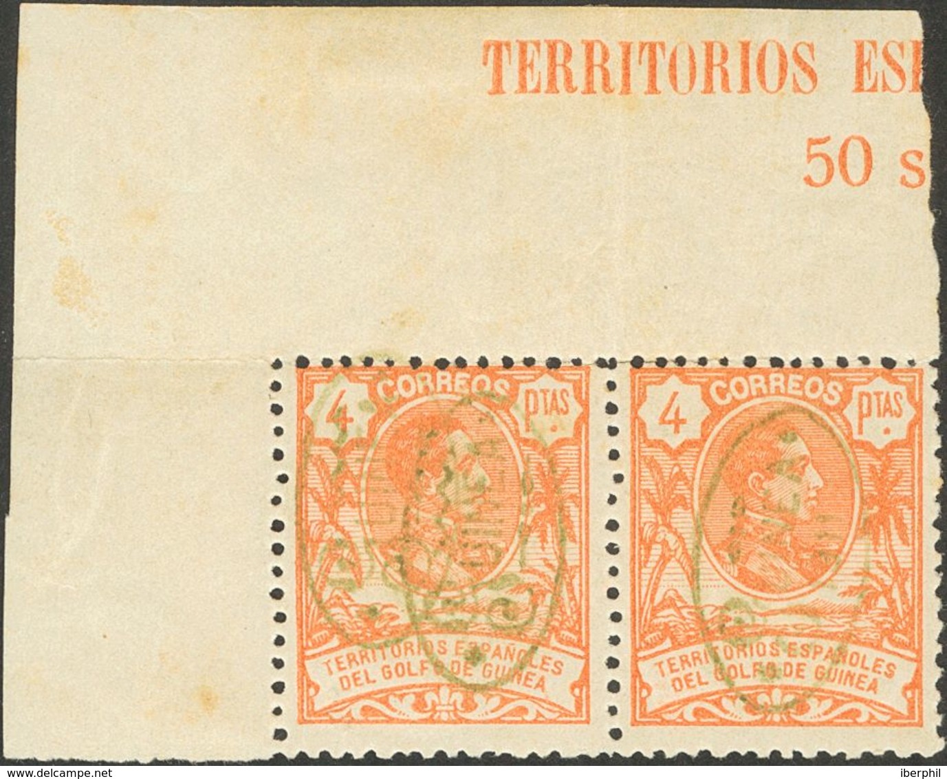 **82, 82A. 1911. 4 Pts Naranja (Tipo II), Pareja (conservación Habitual). Un Sello SOBRECARGA DOBLE (Tipo I). BONITA Y R - Other & Unclassified