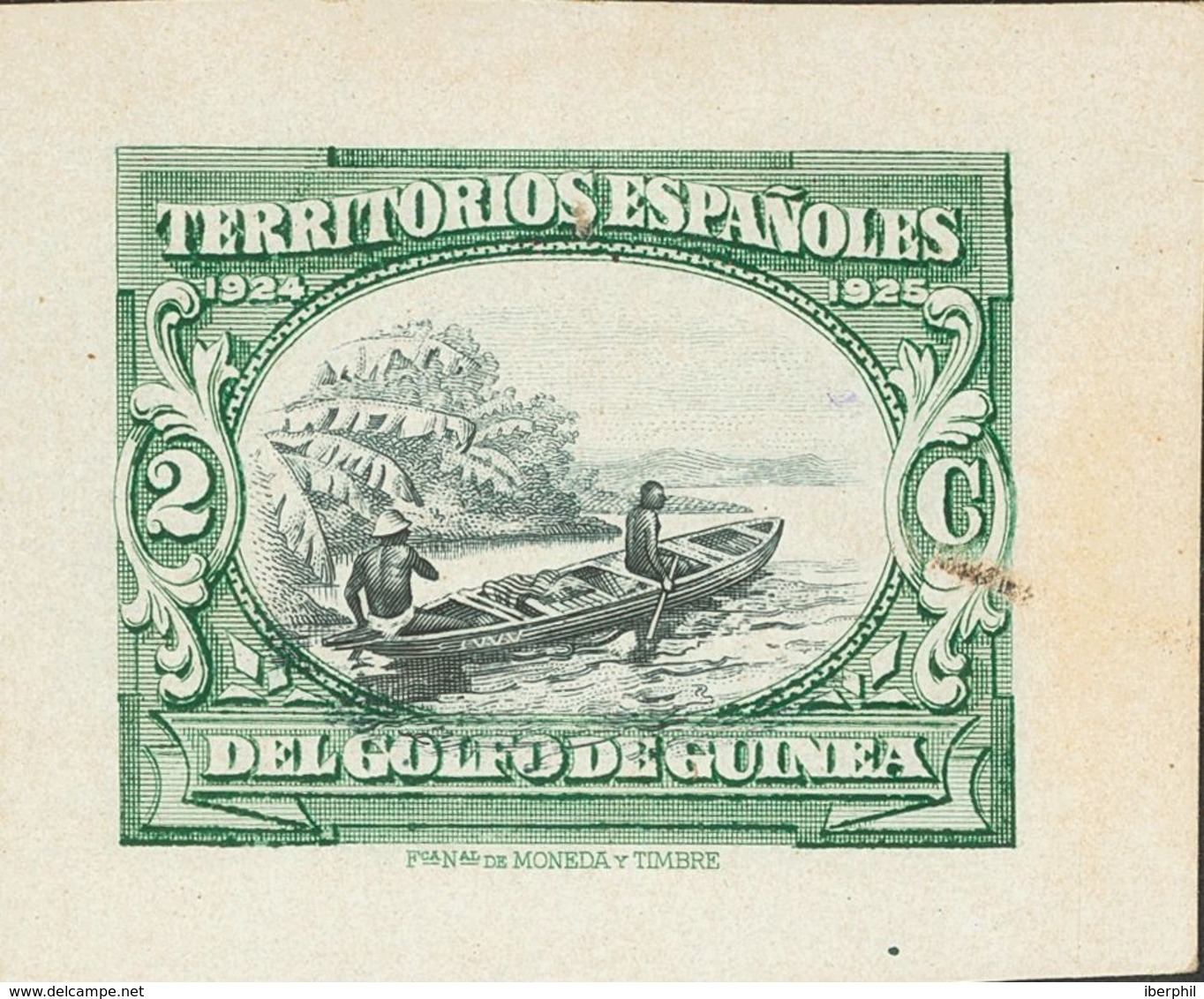 (*). 1923. 2 Cts Verde Y Negro. PRUEBA DE PUNZON, De Un Diseño No Adoptado, Realizado Por El Grabador Camilo Delhom. MAG - Other & Unclassified