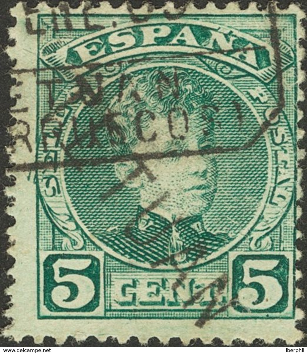 º16hx. 1908. 5 Cts Verde. SOBRECARGA DE ARRIBA A ABAJO. MAGNIFICO Y RARO, NO CATALOGADO EN USADO. (como Nuevo 175 Euros) - Other & Unclassified