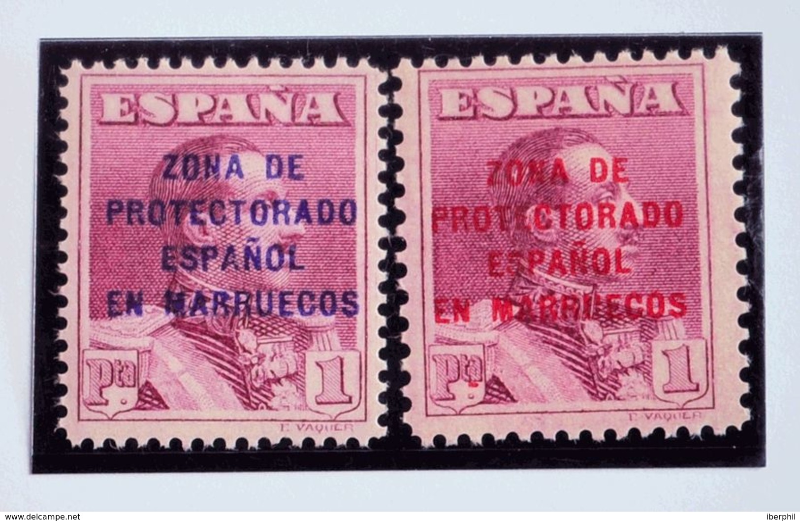 *NE7, NE8. 1923. 1 Pts Carmín Violeta (sobrecarga Azul) Y 1 Pts Carmín Violeta (sobrecarga Carmín). NO EMITIDOS. MAGNIFI - Other & Unclassified