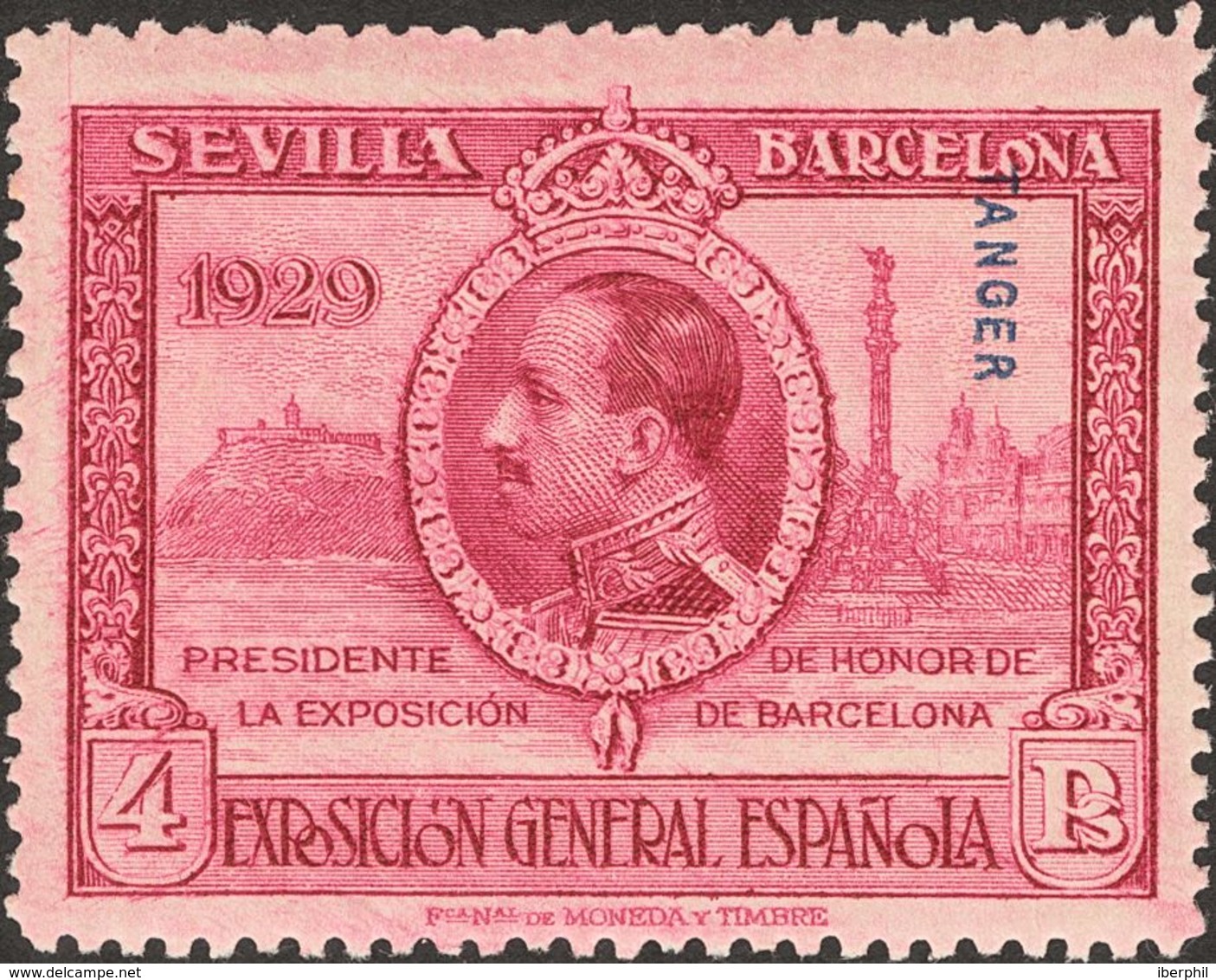 *46d. 1929. 4 Pts Lila Rosa. DENTADO 14. MAGNIFICO. Edifil 2013: 46 Euros - Otros & Sin Clasificación