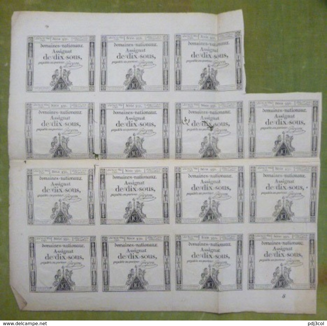 Belle Planche De 15 Assignats 10 Sous émission Du 23 Mai 1793 Cf Lafaurie N°165 Signé GUYON - Assignats & Mandats Territoriaux