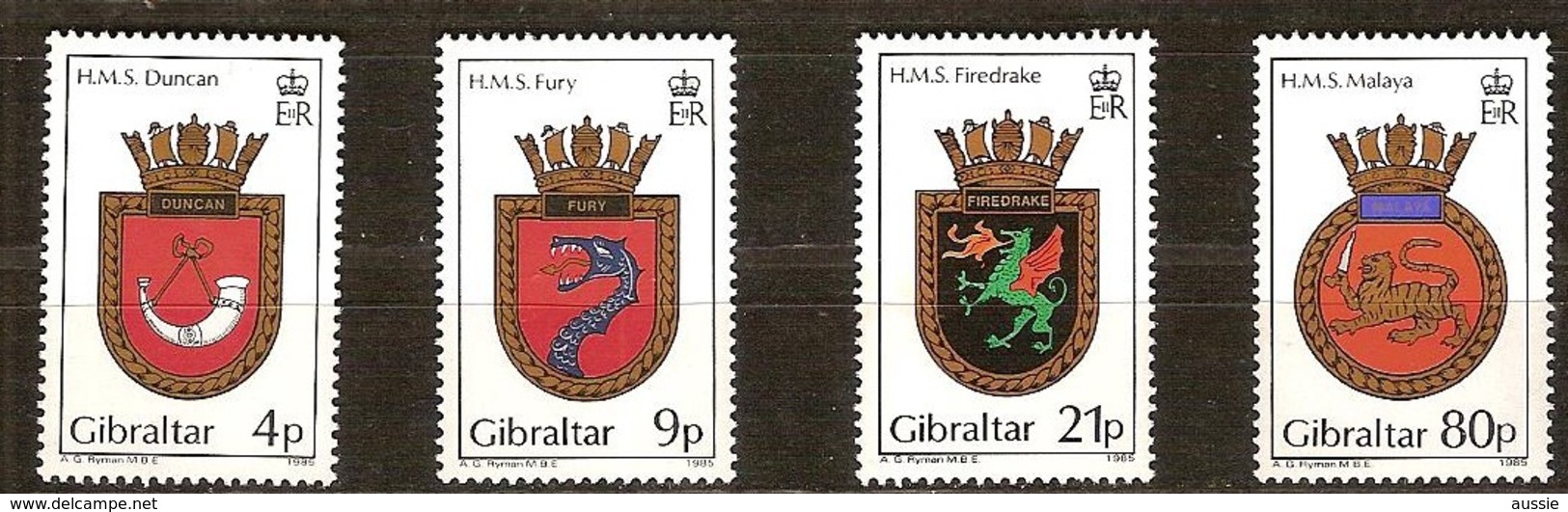 Gibraltar 1985 Yvertn° 501-504 *** MNH  Cote 11,00 Euro Armoiries De Bâtiments Royal Navy - Gibraltar