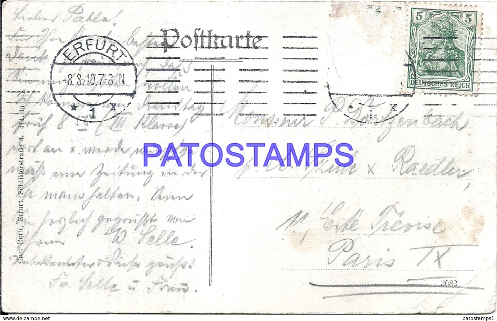 104106 GERMANY ERFURT ETABLISSEMENT STEIGER GARDEN BREAK CIRCULATED TO FRANCE POSTCARD - Sonstige & Ohne Zuordnung