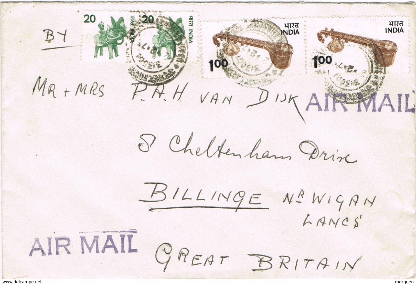 30650. Carta Aerea  IDAIPUR (India) 1971. Post Code 313001 To England - Cartas & Documentos