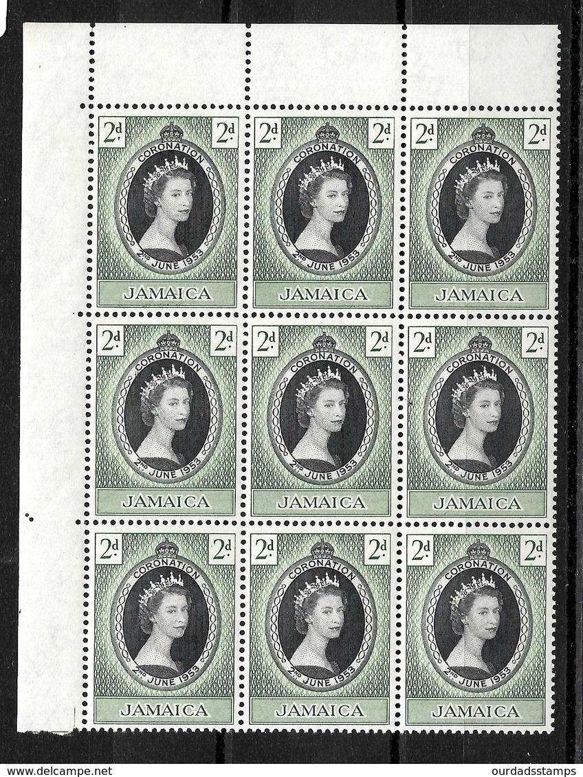 Jamaica, 1953 QEII Coronation MNH Corner Block Of Nine (7161) - Jamaica (...-1961)