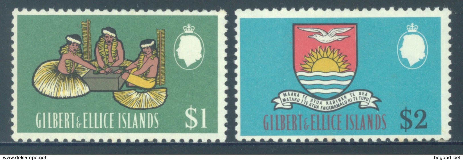 GILBERT ELLICE -  MNH/** - 1968 - VIE INDIGENE - Yv 143-144 -  Lot 18275 - 2 BIG VALUES - Îles Gilbert Et Ellice (...-1979)