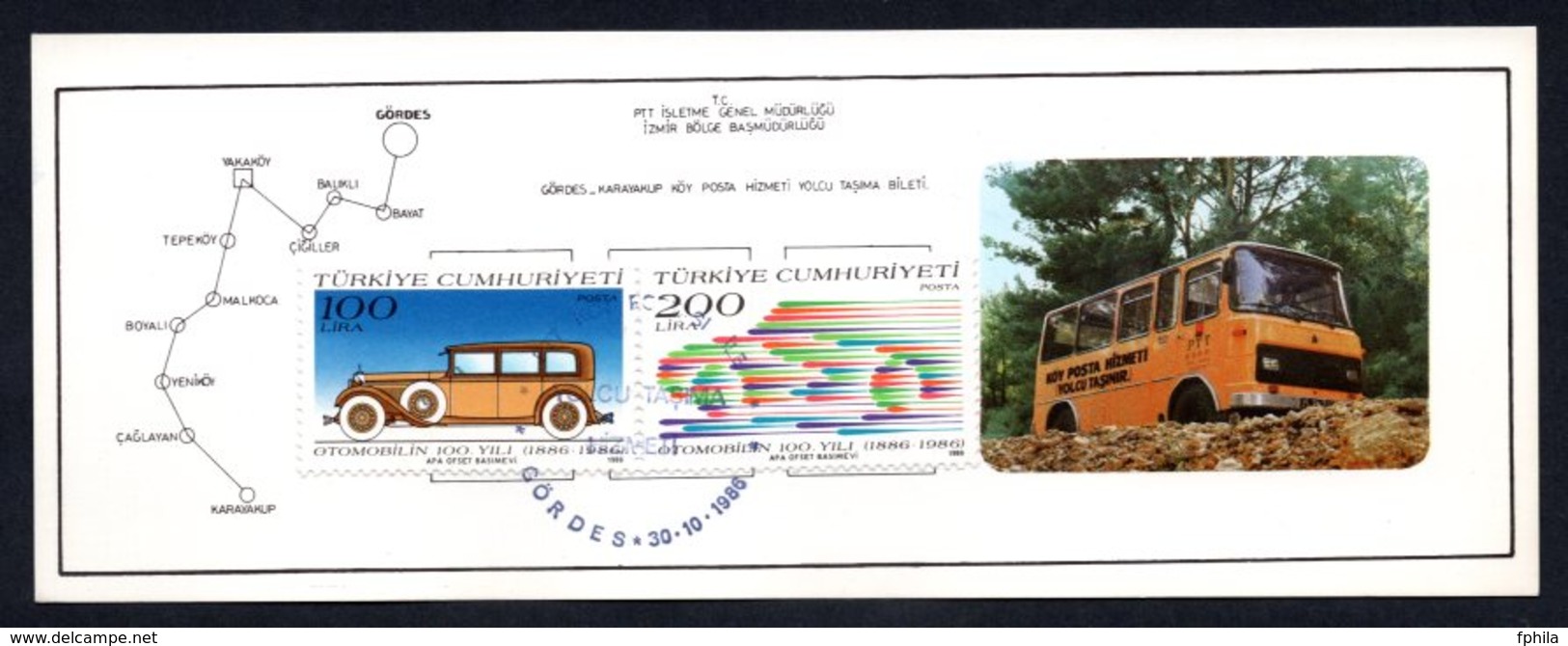 1986 TURKEY PTT RURAL POSTAL COACH PASSENGER TRANSPORT SERVICE TICKET (GORDES KARAYAKUP) - Postal Stationery